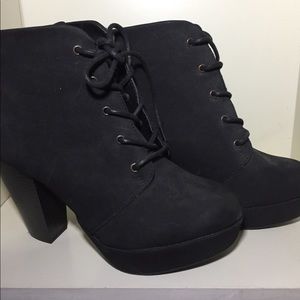 Black Suede Ankle Heel Boots